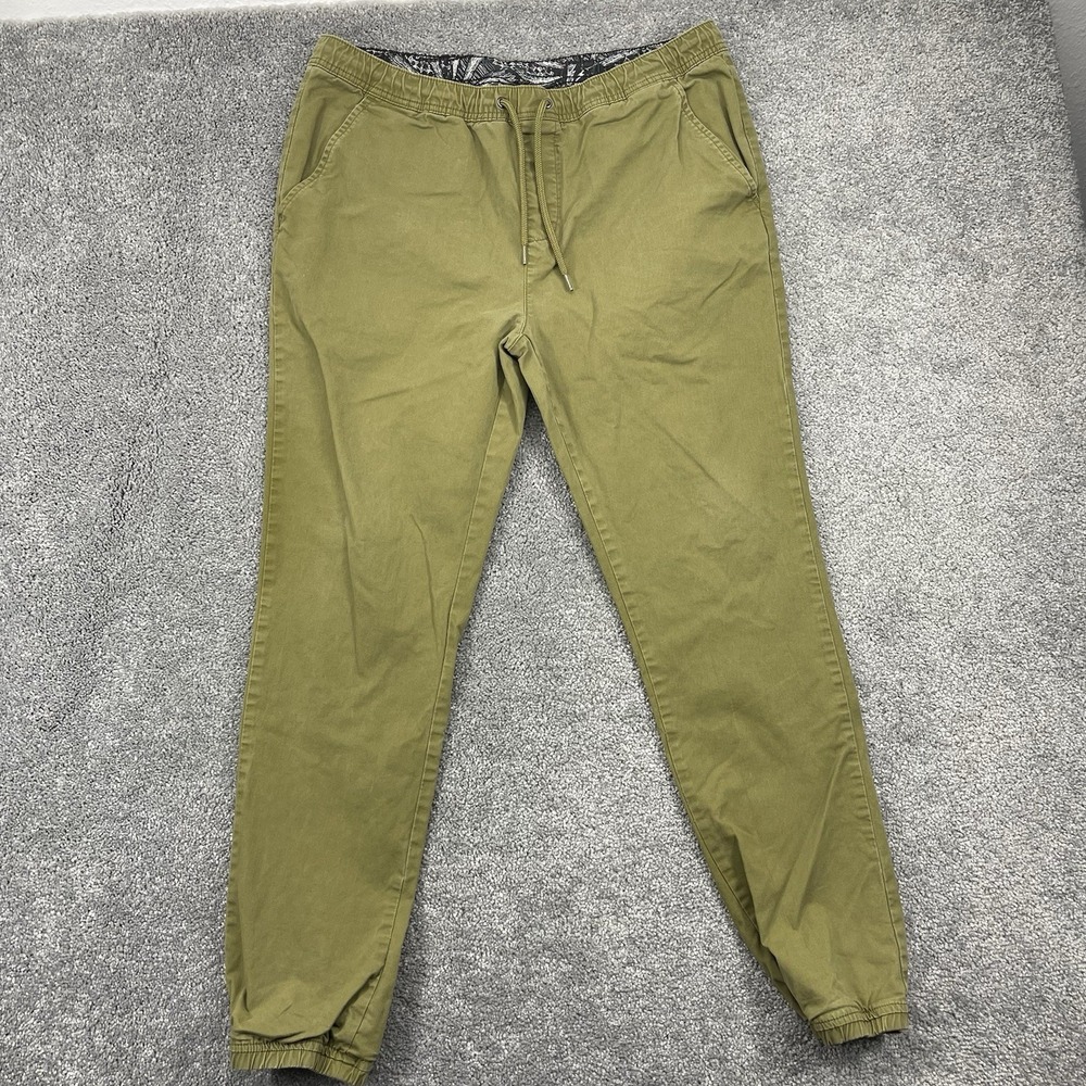 Roebuck & Co Mens Large Green Joggers Drawstring Cotton Blend Pants Regular Fit